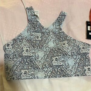Patterned Blue Women's Longline Sports Bra, NWT